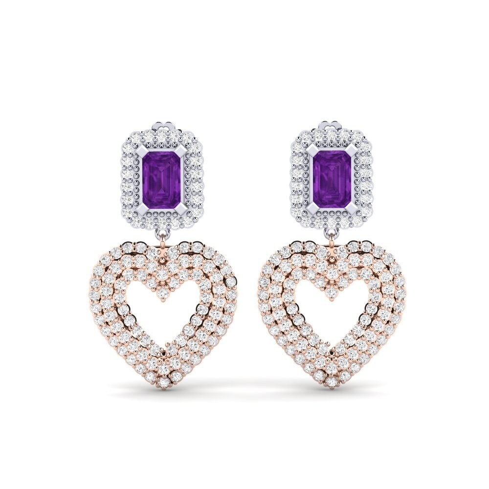 14k Rose & White Gold Amethyst SYLVIE Earring Palata