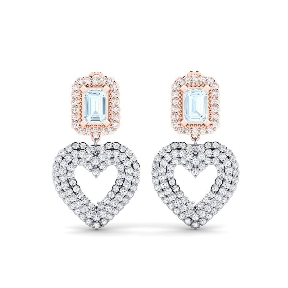 14ct White & Rose Gold Aquamarine SYLVIE Earring Palata