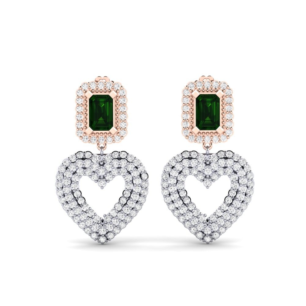 14k White & Rose Gold Green Tourmaline SYLVIE Earring Palata