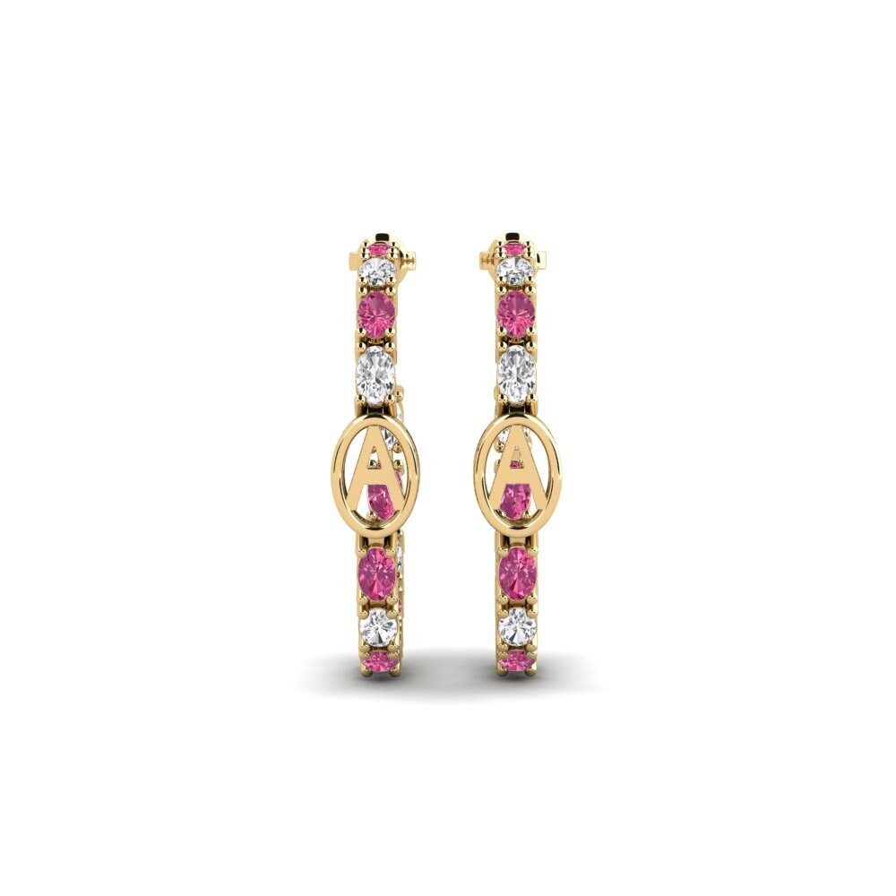 Oval Pink Tourmaline SYLVIE Earring Riyo - A