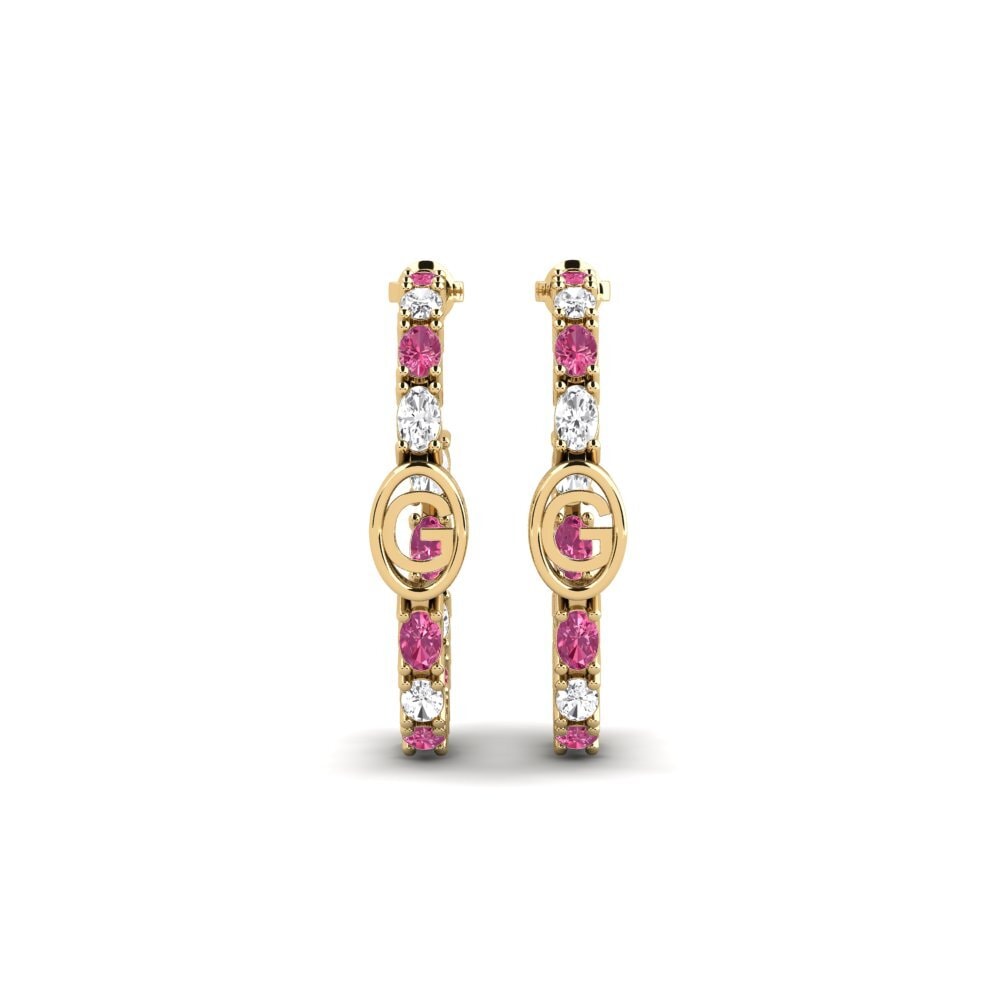 Oval Pink Tourmaline SYLVIE Earring Riyo - G