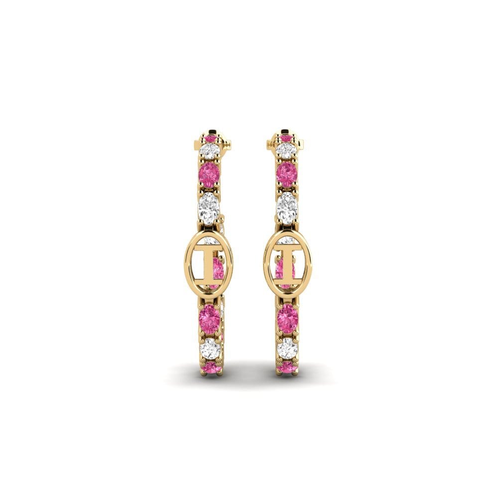 Oval Pink Tourmaline SYLVIE Earring Riyo - I