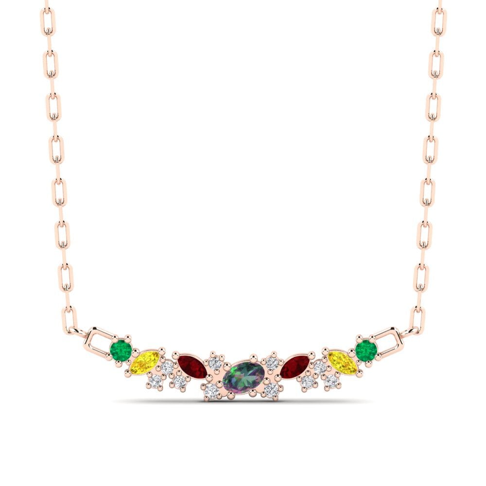 14k Rose Gold Mystic Topaz SYLVIE Paperclip Necklace Rosinante