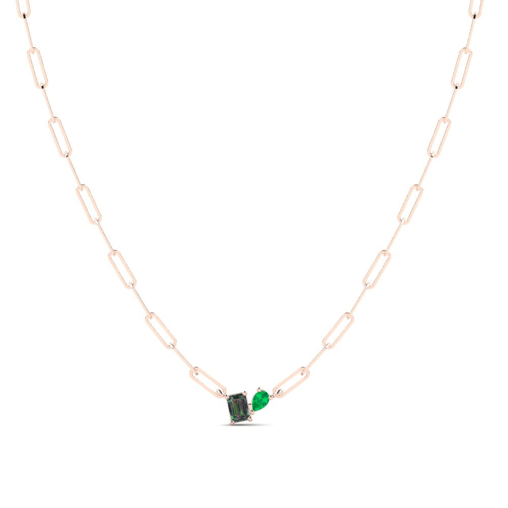 14k Rose Gold Mystic Topaz SYLVIE Paperclip Necklace Shway