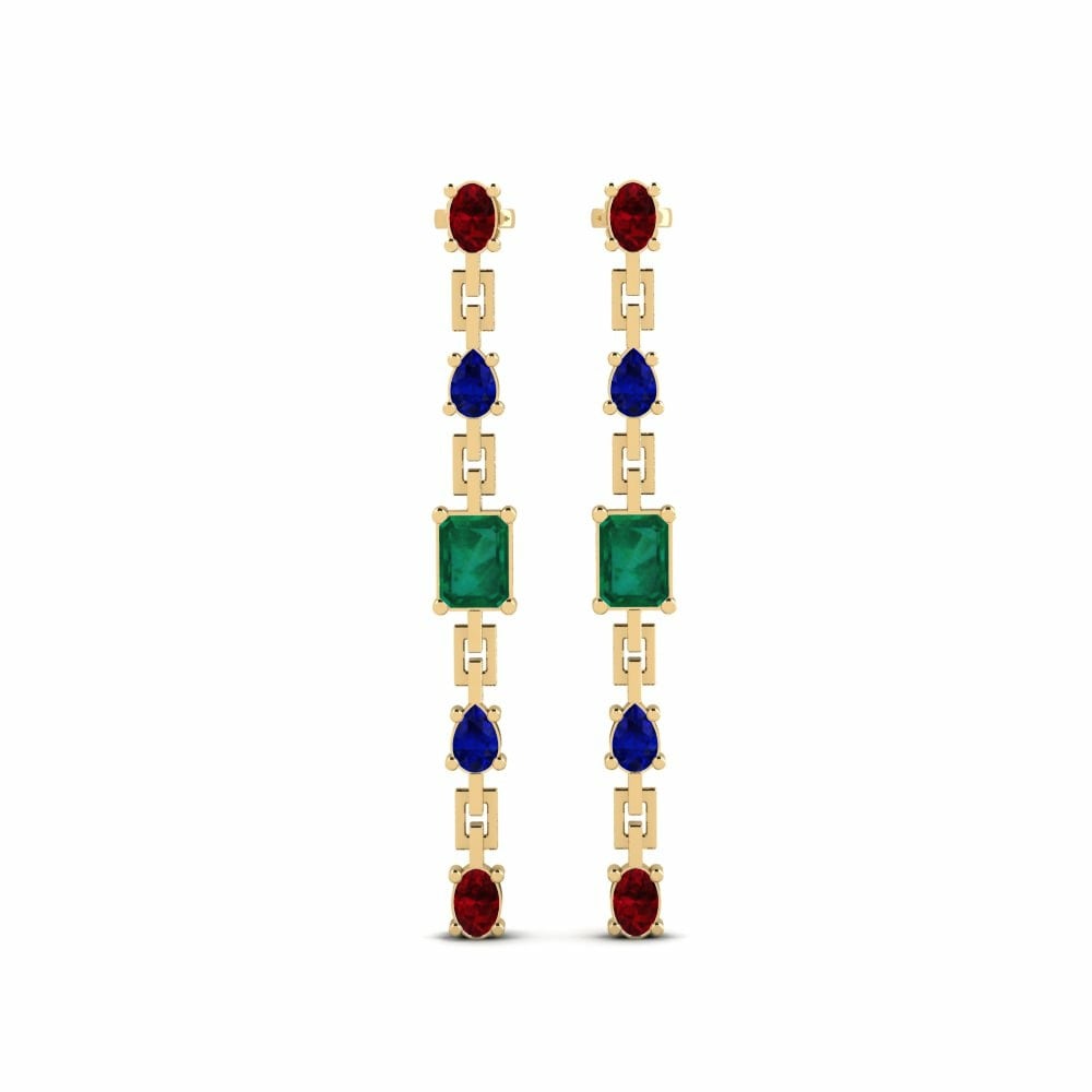 Bông Tai SYLVIE Sogno Vàng 14K 4.3 Carat Ngọc Lục Bảo Drops & Dangle Kiểu Cắt Emerald