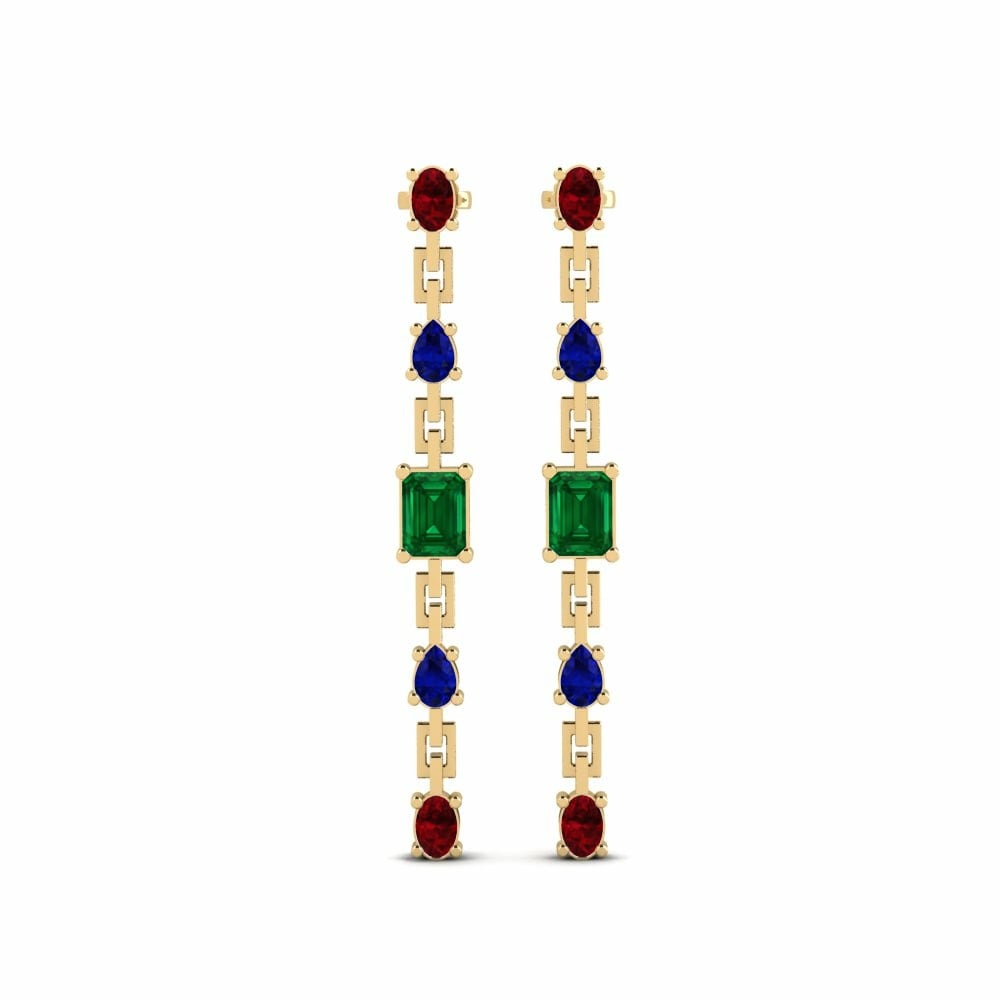 Bông Tai SYLVIE Sogno Vàng 14K 4.3 Carat Đá Emerald (Đá nhân tạo) Drops & Dangle Kiểu Cắt Emerald