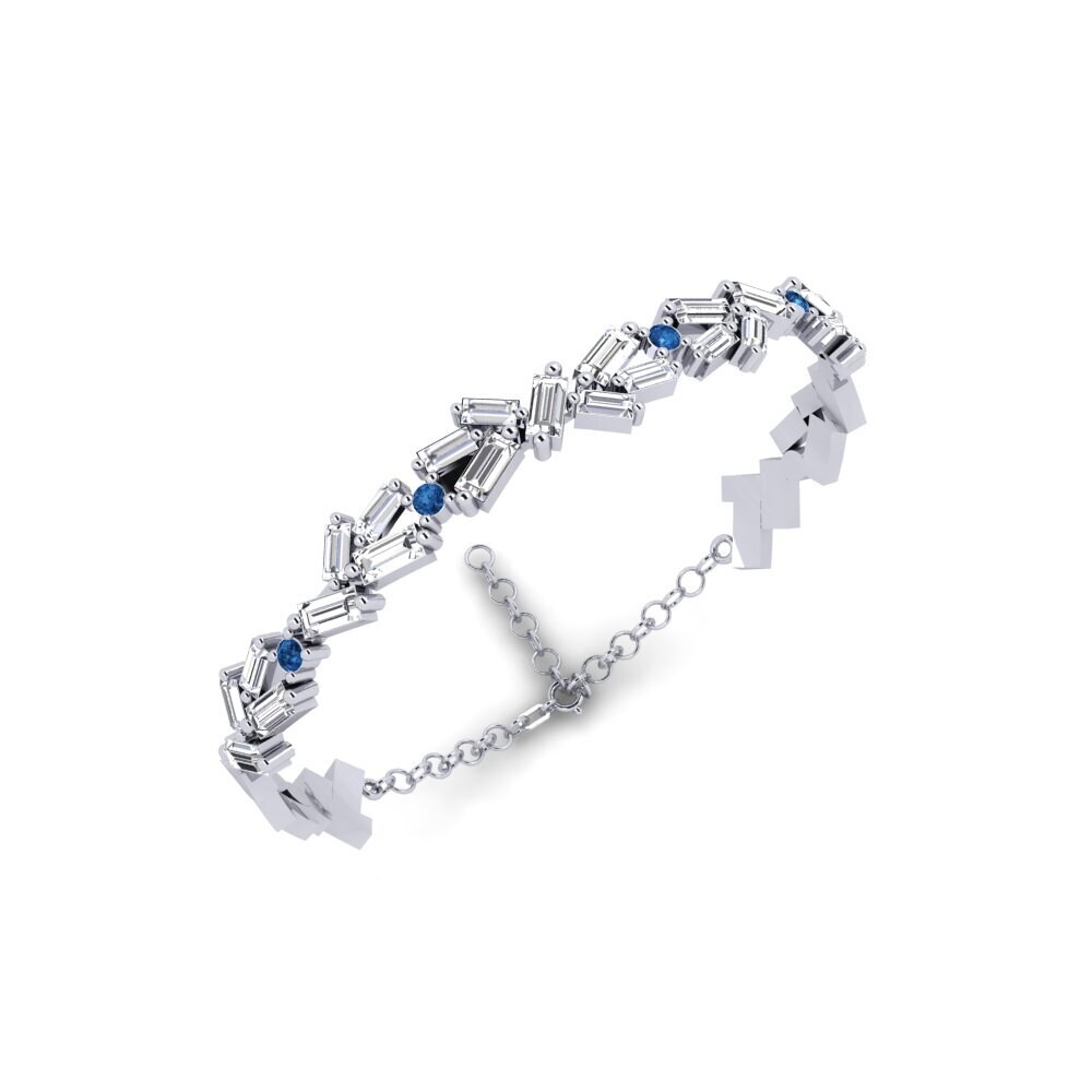 White Silver Dark Blue Zirconia SYLVIE Bangle Striebron