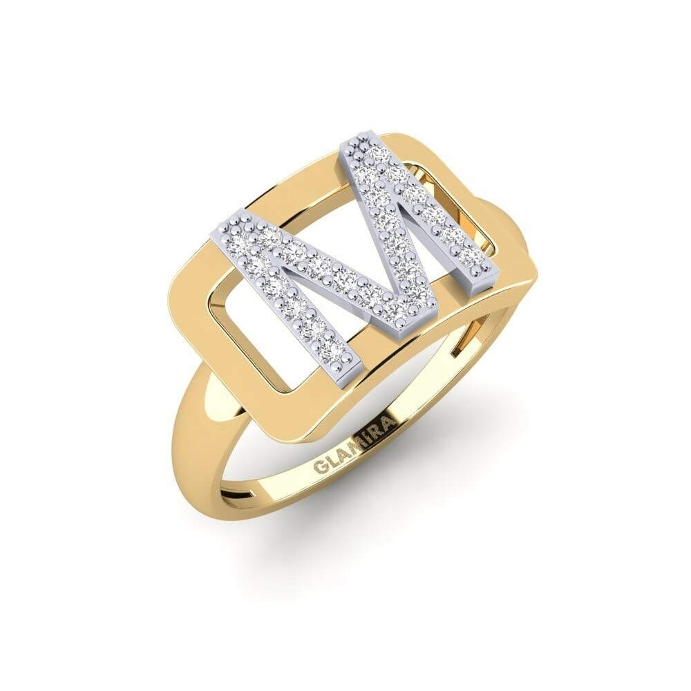 Initial & Name Sylvie by GLAMIRA Ring Teselya - 585 Yellow & White Gold White Sapphire