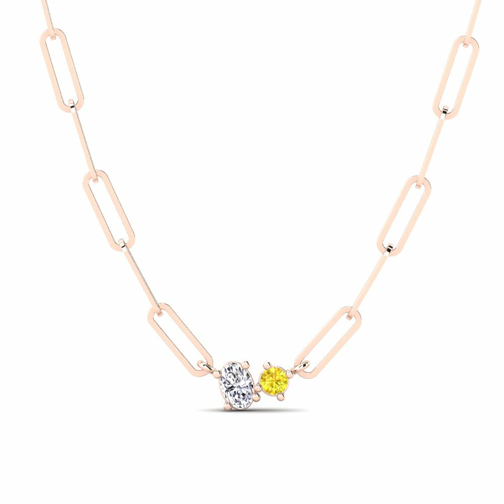 Dây chuyền Vàng Hồng 18K Kim Cương Nhân Tạo Charm
