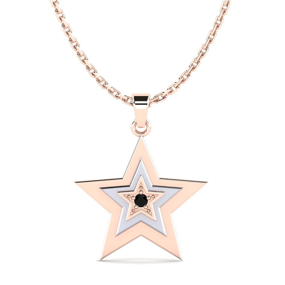 14k Oro Rosa & Blanco Zafiro negro Colgante de Mujer Mousily