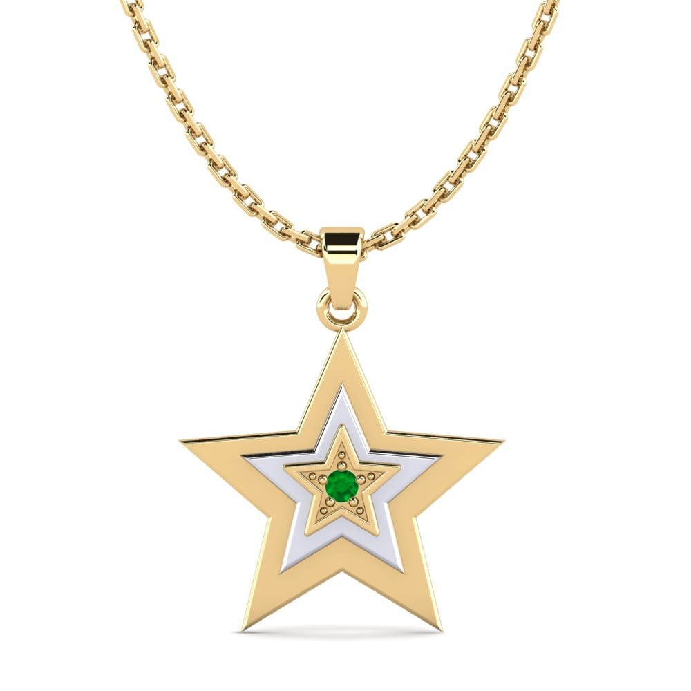 14k Oro Amarillo & Blanco Esmeralda Colgante de Mujer Mousily