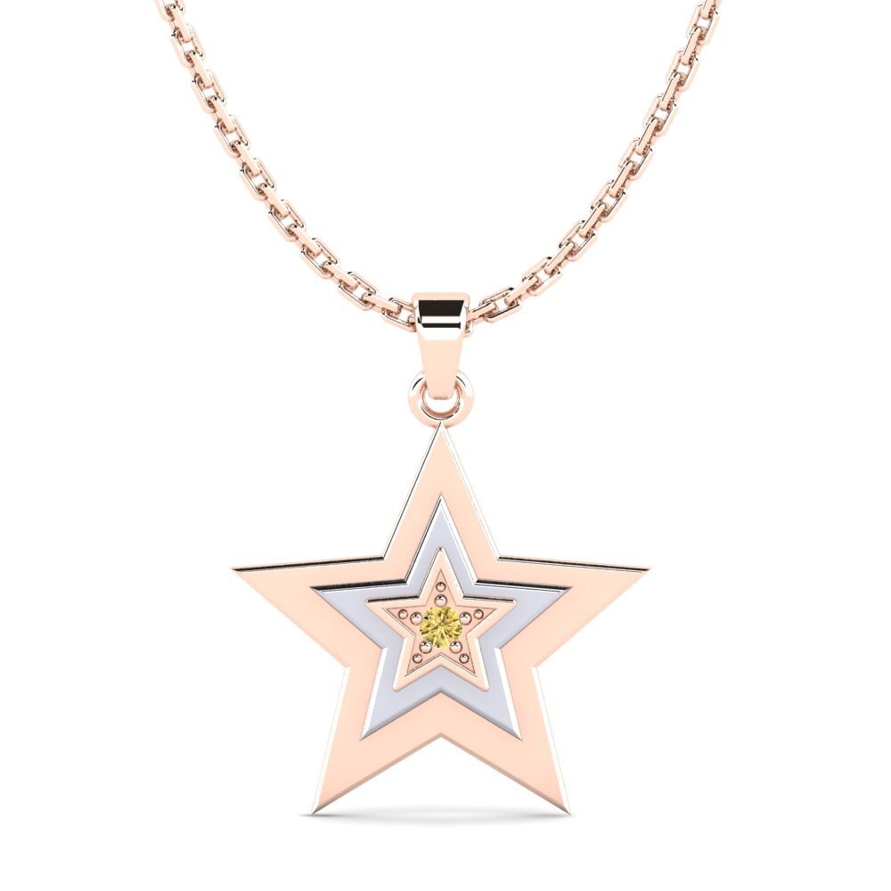 9k Oro Rosa & Blanco Diamante Amarillo Colgante de Mujer Mousily