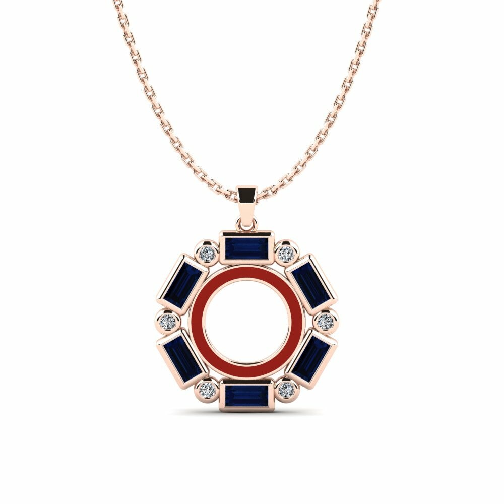Vàng Hồng 18K Đá Sapphire Mặt dây chuyền nữ Mtif