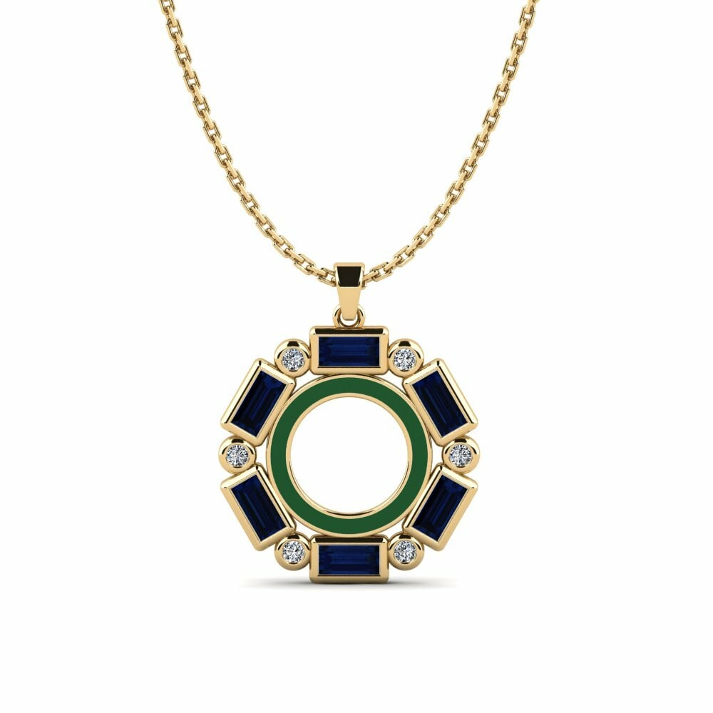 Vàng 18K Đá Sapphire Mặt dây chuyền nữ Mtif