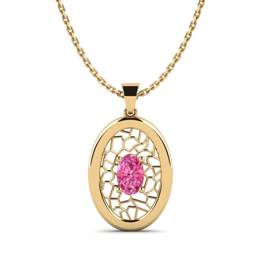 Bầu Dục Đá Tourmaline Hồng / Bích tỷ Mặt dây chuyền nữ Bray