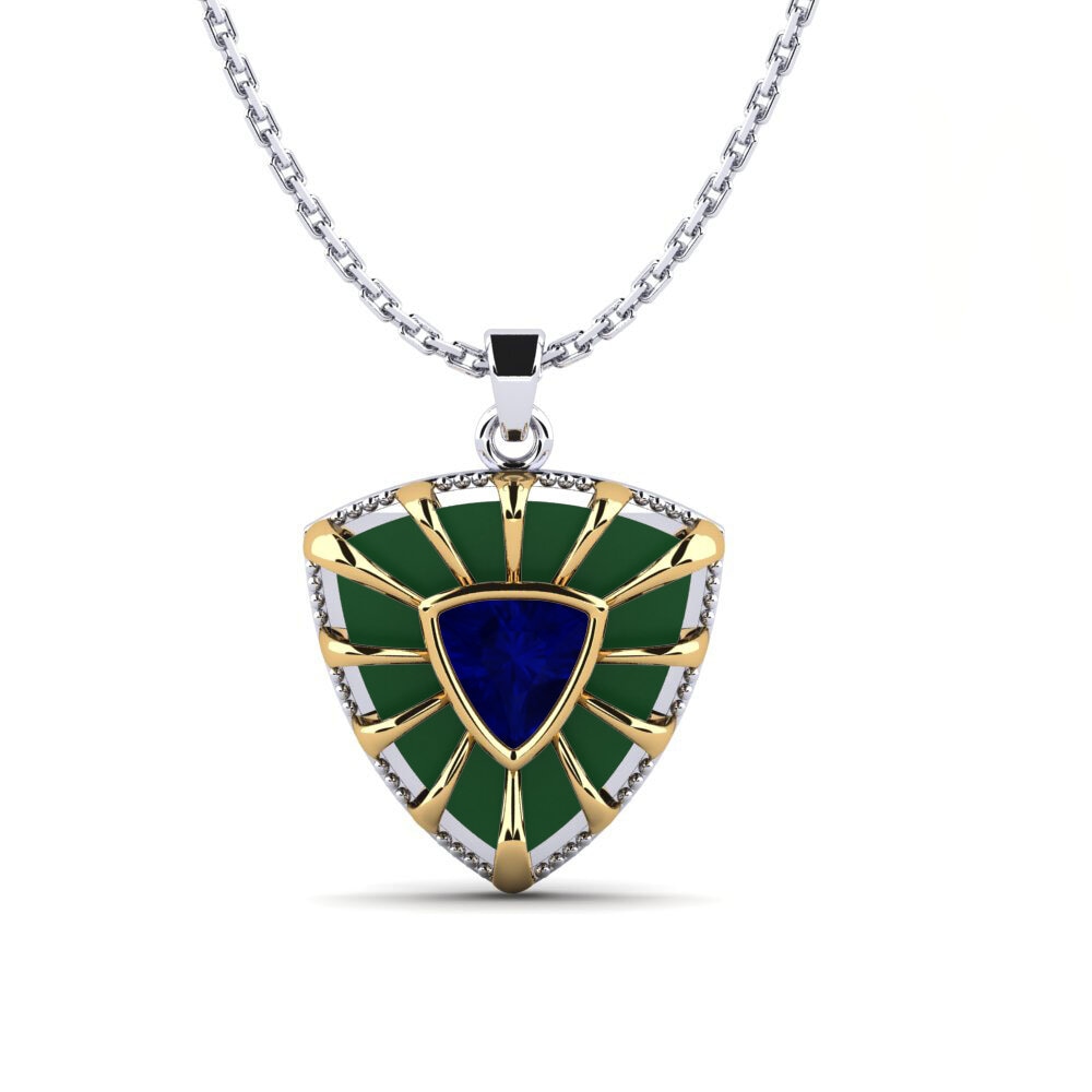 Vàng Trắng-Vàng 18K Đá Sapphire Mặt dây chuyền nữ Britre