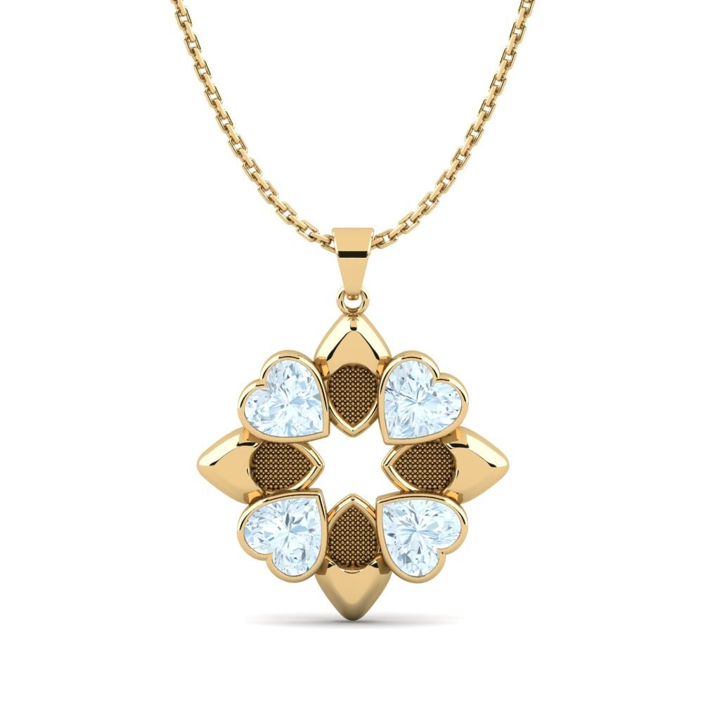 Trái Tim Đá Aquamarine Mặt dây chuyền nữ Booponer