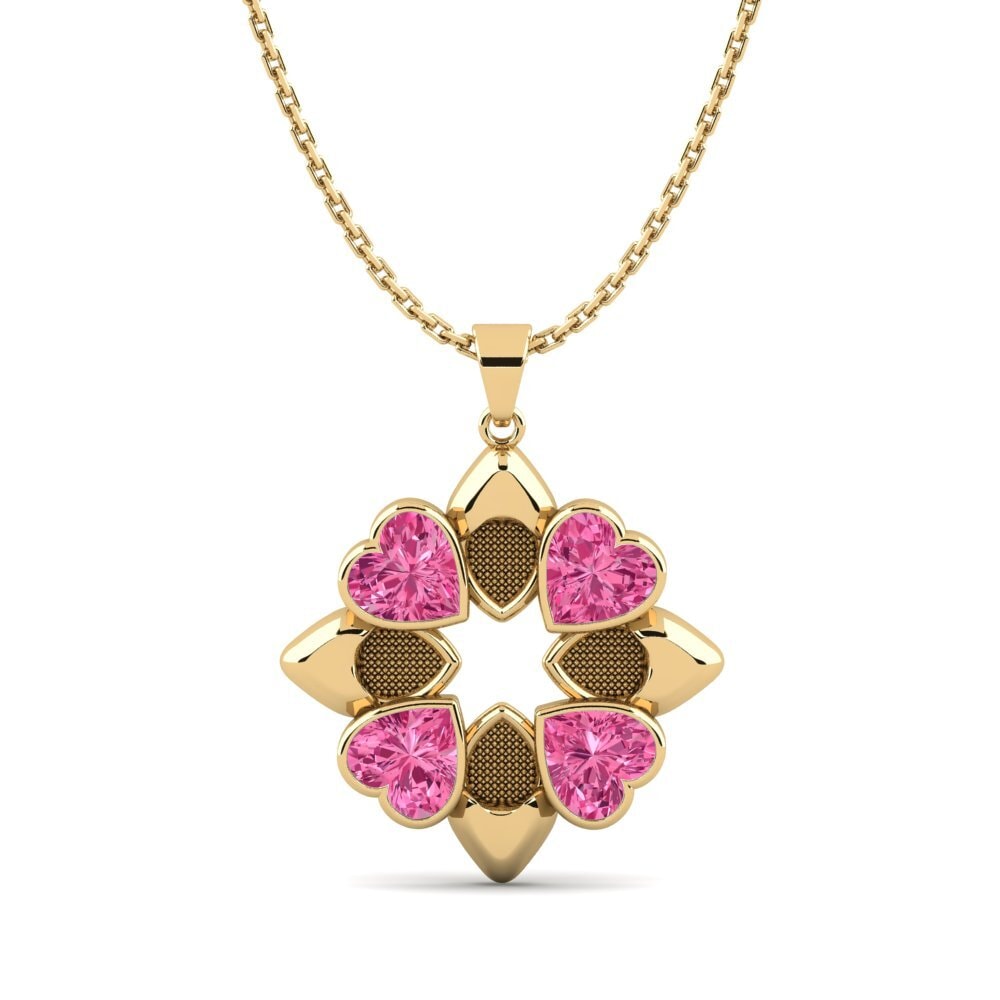 Trái Tim Đá Tourmaline Hồng / Bích tỷ Mặt dây chuyền nữ Booponer