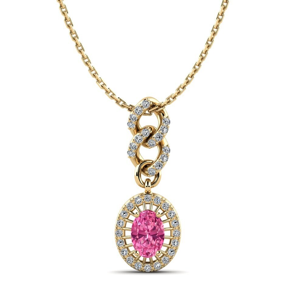 Bầu Dục Đá Tourmaline Hồng / Bích tỷ Mặt dây chuyền nữ Acleas