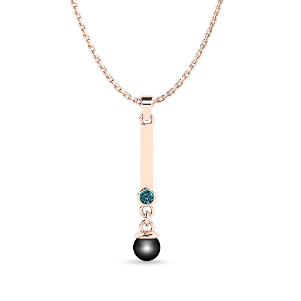 14ct Rose Gold Blue Diamond Women's Pendant Andeana