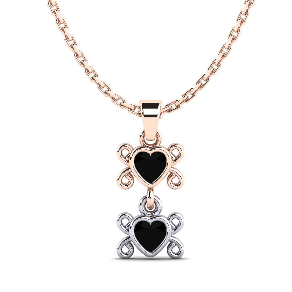 18k Oro Rosa & Blanco Zafiro negro Colgante de Mujer Arrim