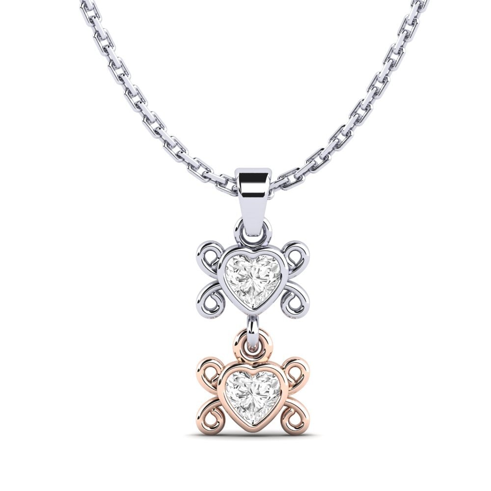 18k Oro Blanco & Rosa Zafiro blanco Colgante de Mujer Arrim