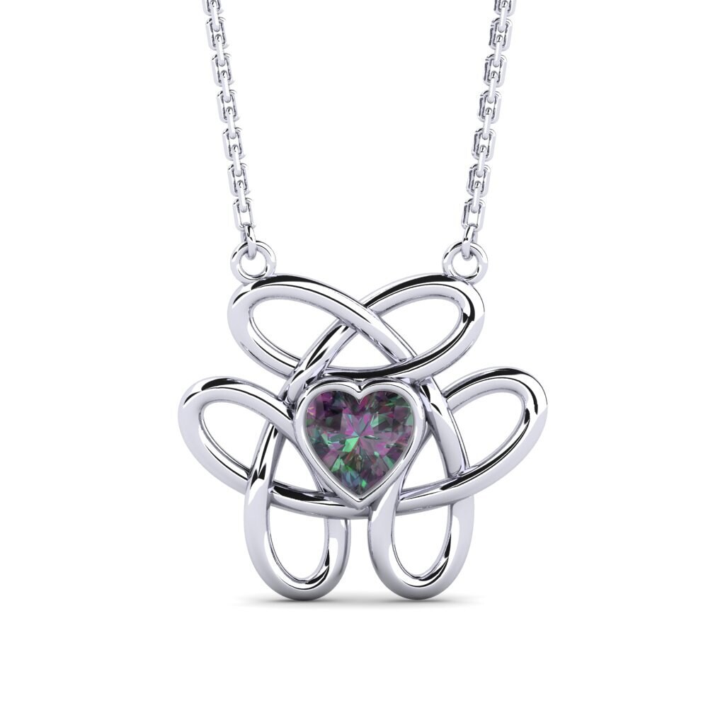 Collier En Argent Avec Topaze Mystique Et Améthyste - Neuf Sans Emballage, Pierres Argentées Et Bleues