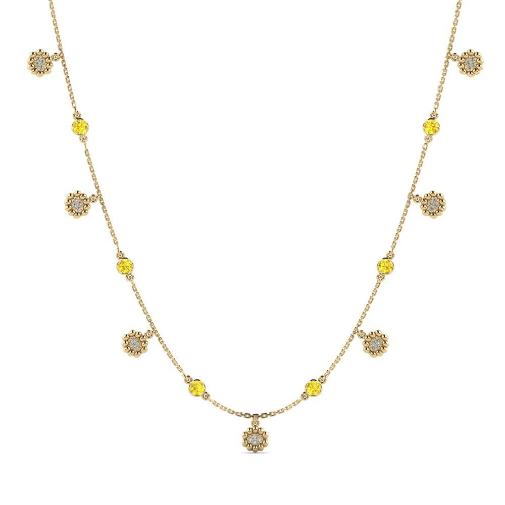Yellow Sapphire Women's Necklace Alfcidel