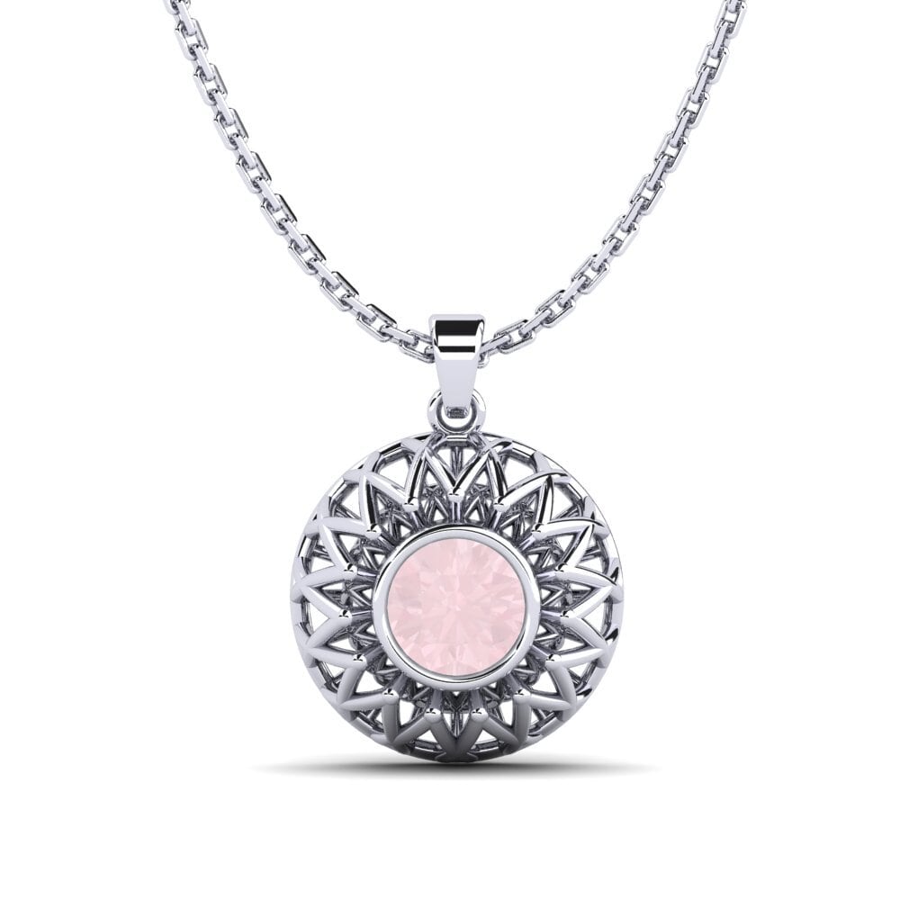 Plata 925 Cuarzo rosa Colgante de Mujer Anoila