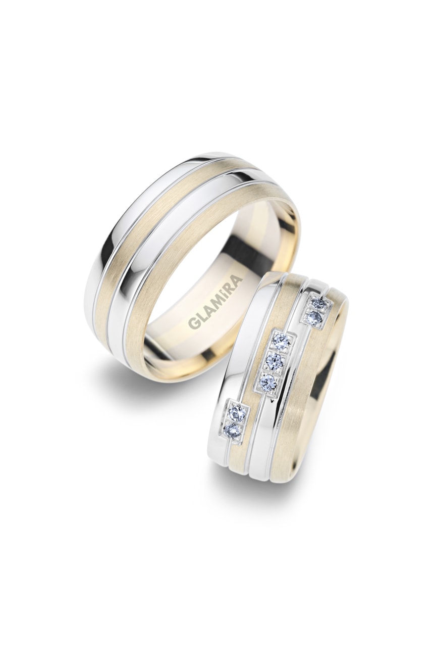 Fancy Wedding Rings Amazing Sense 585 White & Yellow Gold Zirconia