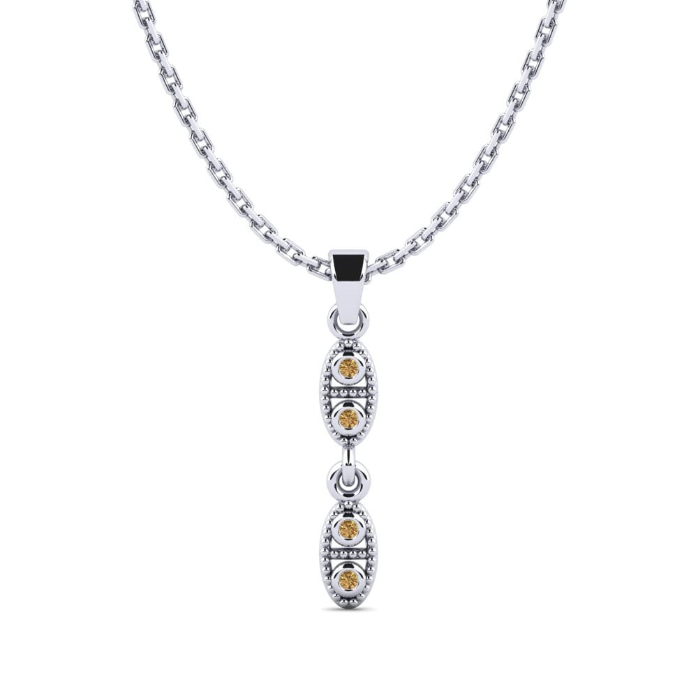 14k Oro Blanco Diamante café Colgante de Mujer Capass