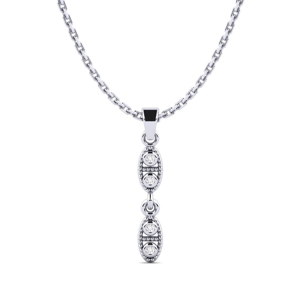 14k Oro Blanco Zafiro blanco Colgante de Mujer Capass