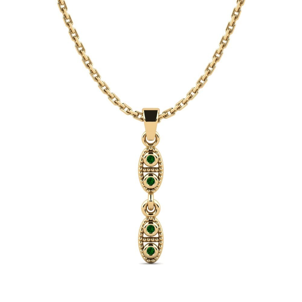 9k Oro Amarillo Circonita Verde Colgante de Mujer Capass