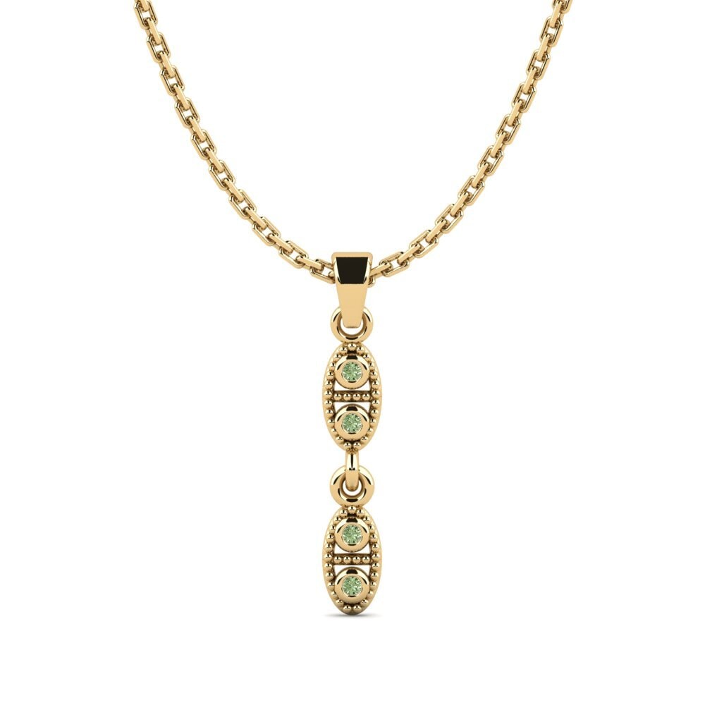 14k Oro Amarillo Diamante Verde Colgante de Mujer Capass