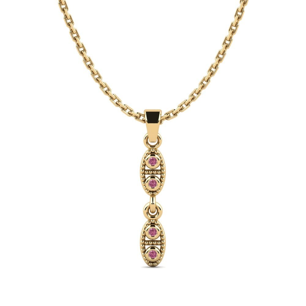 18k Oro Amarillo Granate Rhodolite Colgante de Mujer Capass