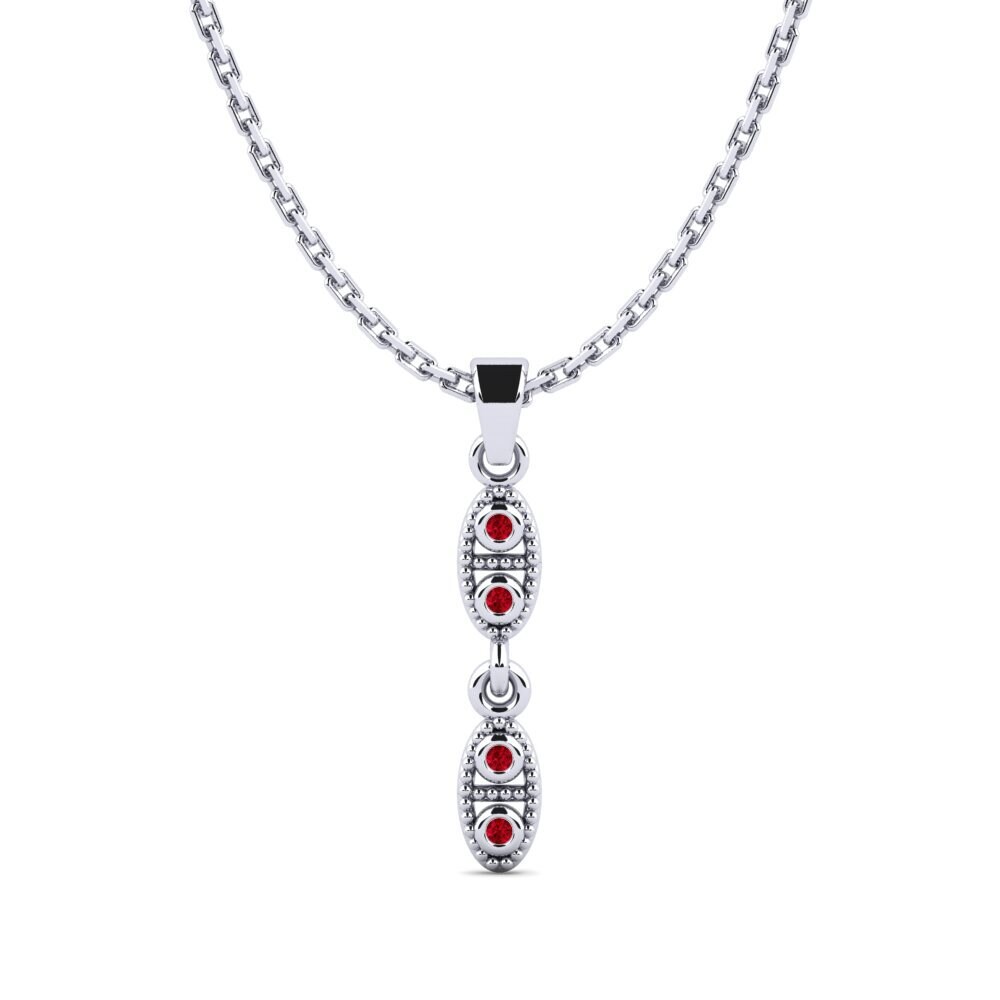 Platino 950 Circonita Roja Colgante de Mujer Capass