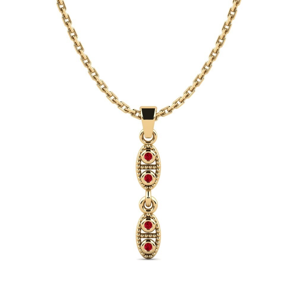 9k Oro Amarillo Circonita Roja Colgante de Mujer Capass
