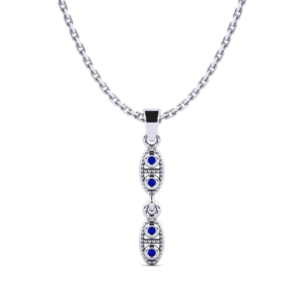 18k Oro Blanco Zafiro Colgante de Mujer Capass