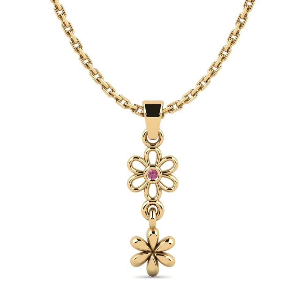 18k Oro Amarillo Granate Rhodolite Colgante de Mujer Cluckh