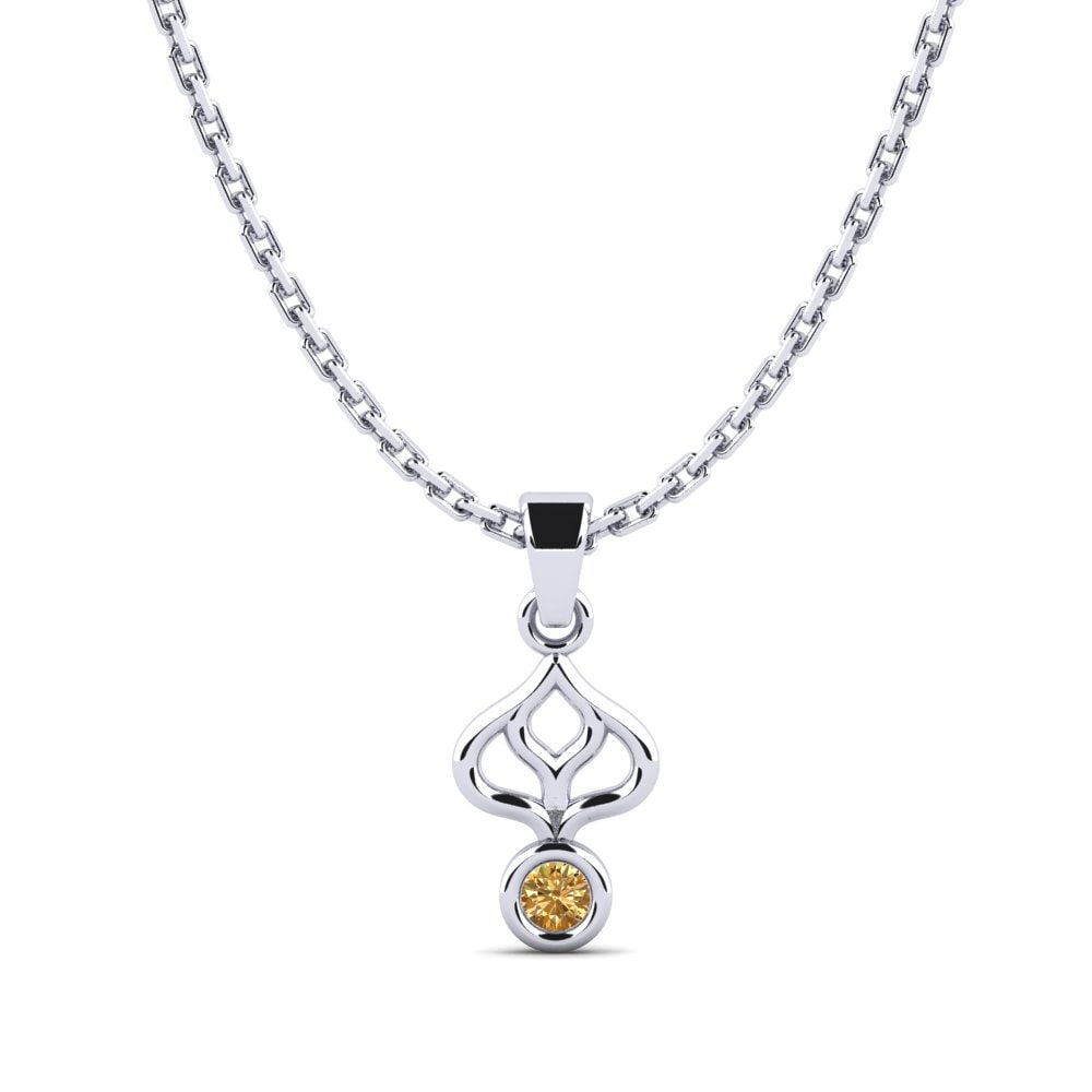 14k Oro Blanco Diamante café Colgante de Mujer Commiti
