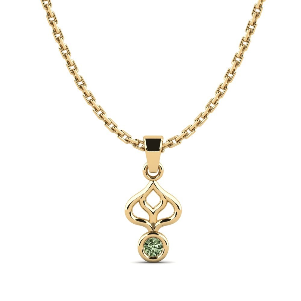 14k Oro Amarillo Diamante Verde Colgante de Mujer Commiti