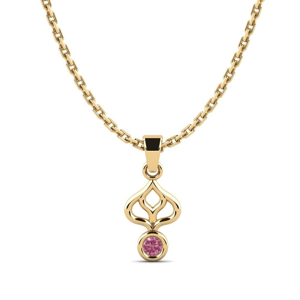 18k Oro Amarillo Granate Rhodolite Colgante de Mujer Commiti