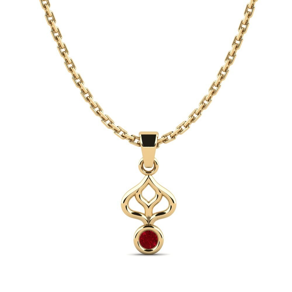 9k Oro Amarillo Circonita Roja Colgante de Mujer Commiti
