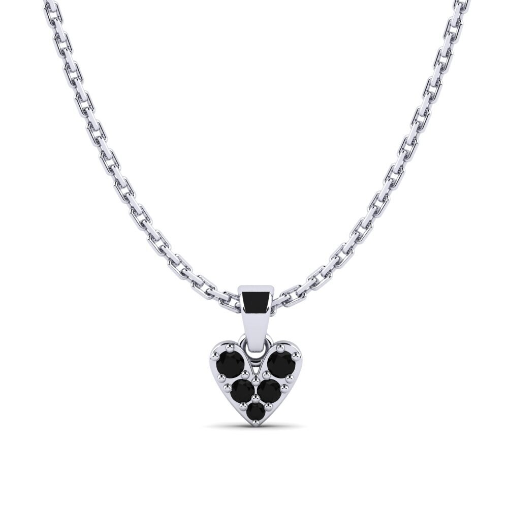 Platino 950 Zafiro negro Colgante de Mujer Compoo