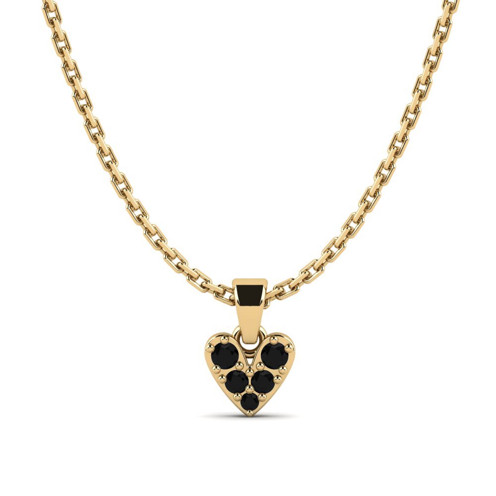 9k Oro Amarillo Zafiro negro Colgante de Mujer Compoo