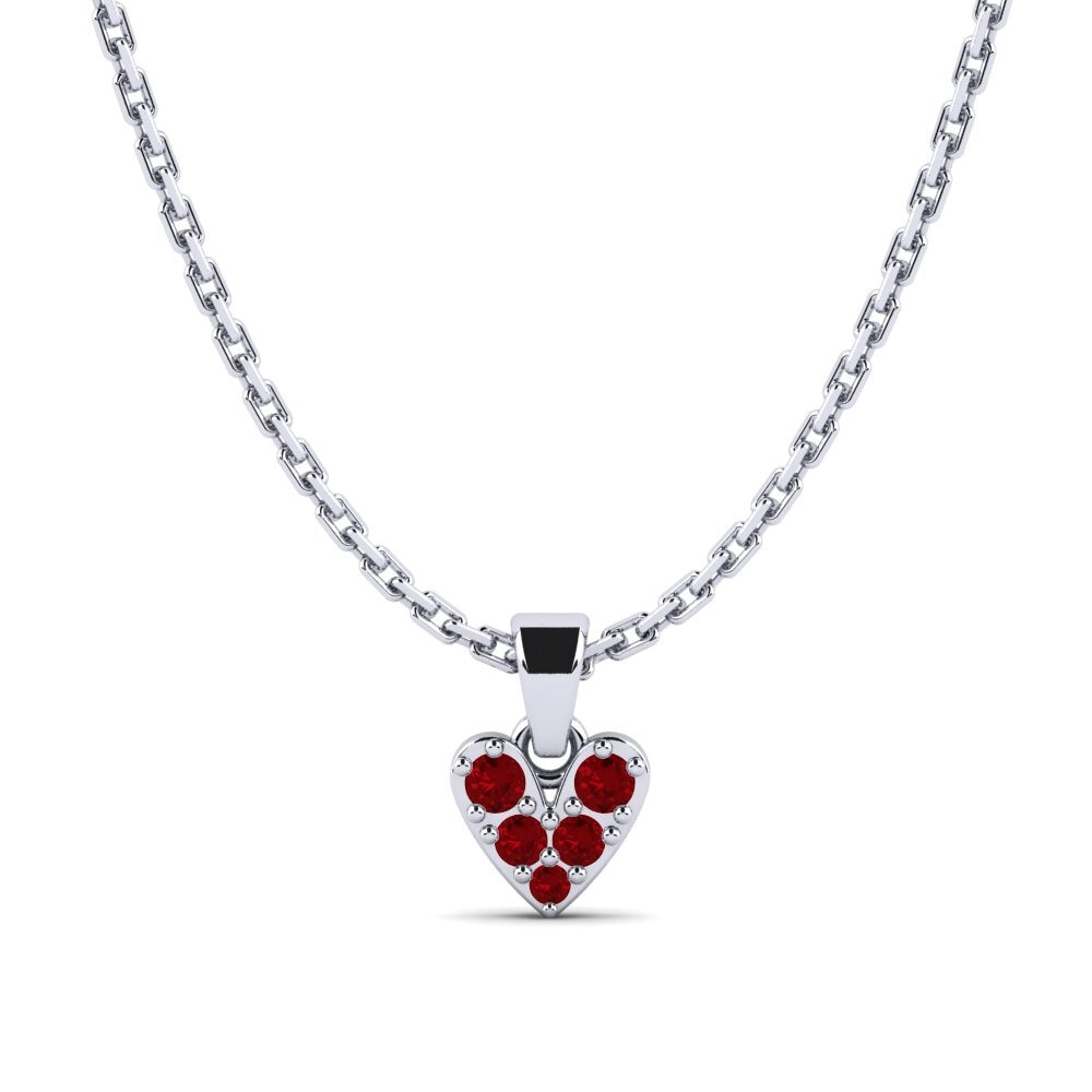 Platino 950 Circonita Roja Colgante de Mujer Compoo