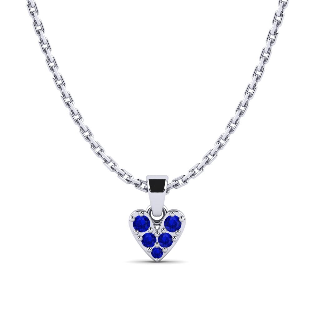 18k Oro Blanco Zafiro Colgante de Mujer Compoo