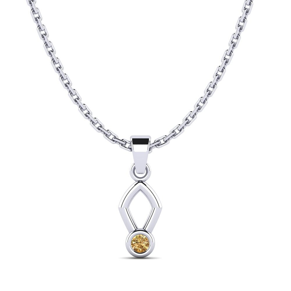 14k Oro Blanco Diamante café Colgante de Mujer Contlearn