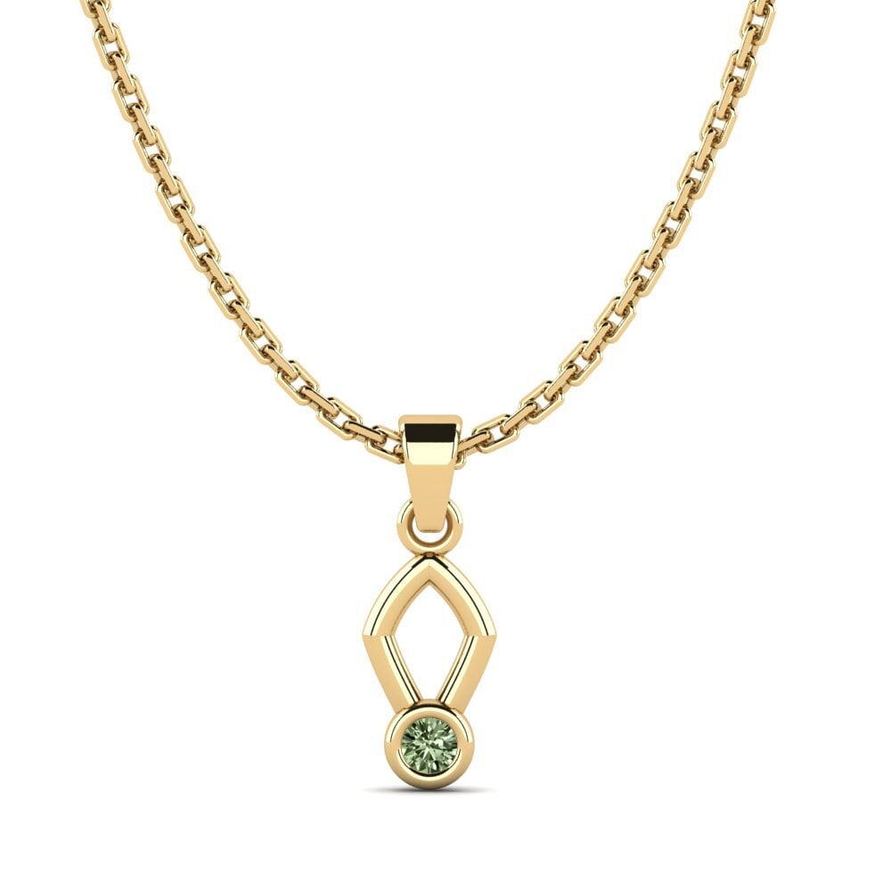 14k Oro Amarillo Diamante Verde Colgante de Mujer Contlearn