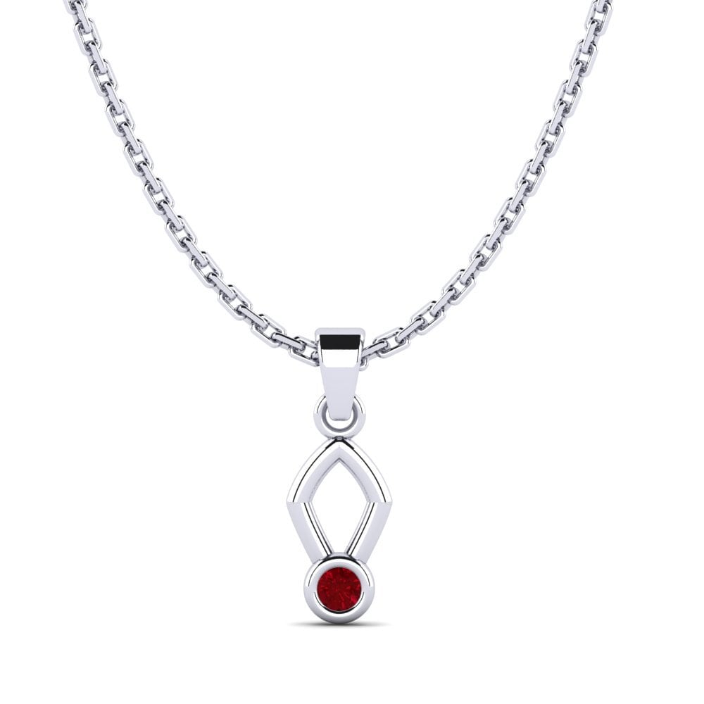 Platino 950 Circonita Roja Colgante de Mujer Contlearn